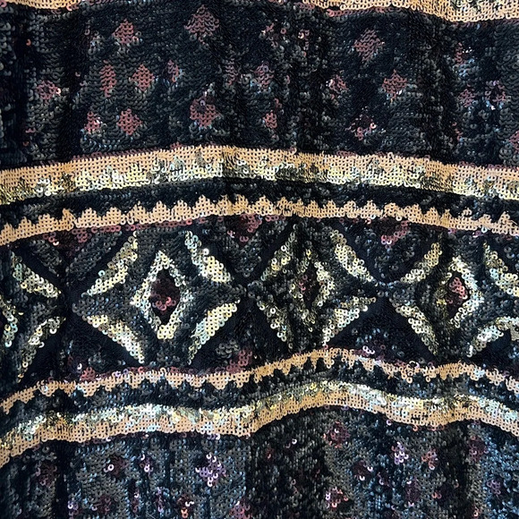 Free People Pull on tank party mini dress Black and Gold Sequin size Small - Picture 7 of 11